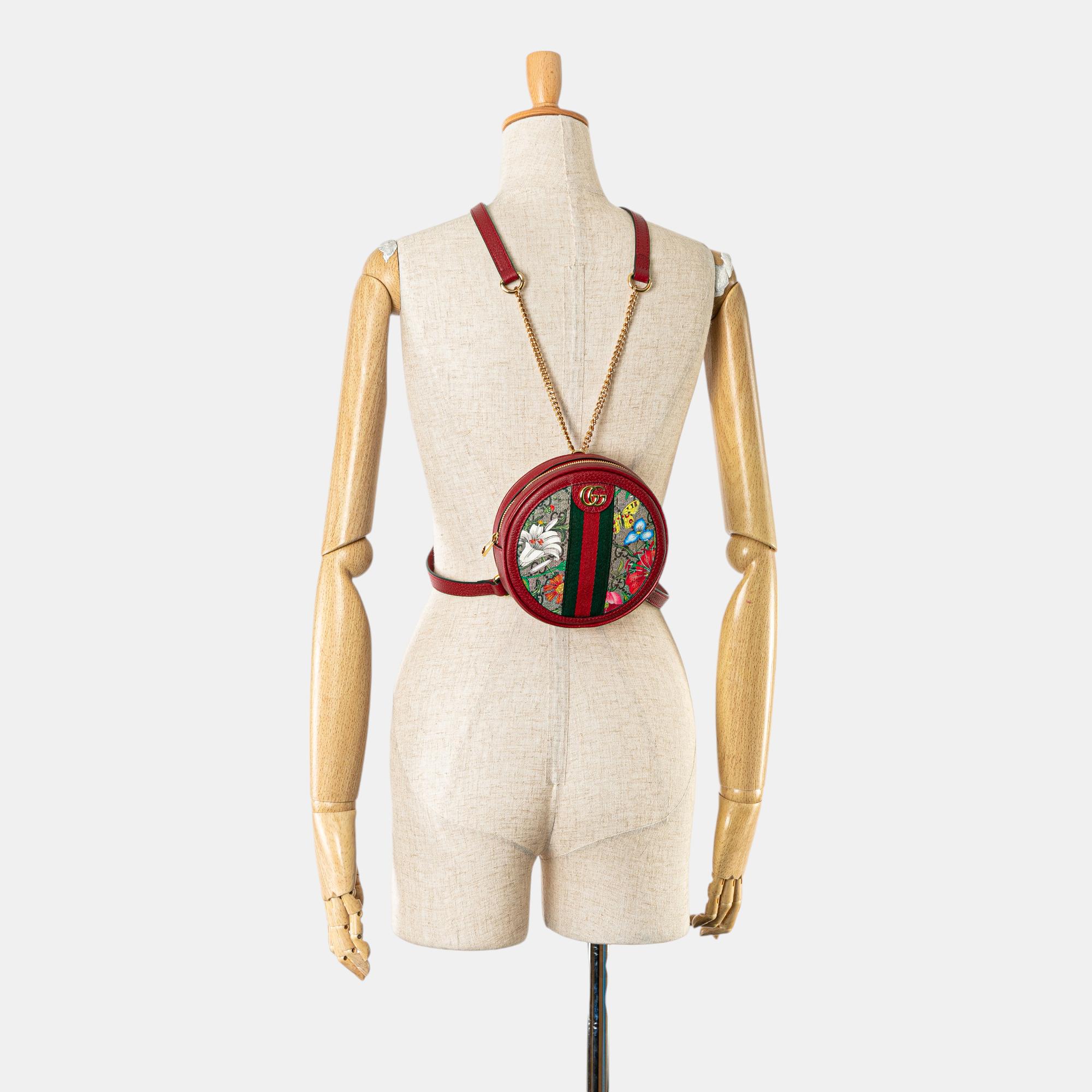 Gucci Multicolour GG Supreme Flora Ophidia Round Backpack 