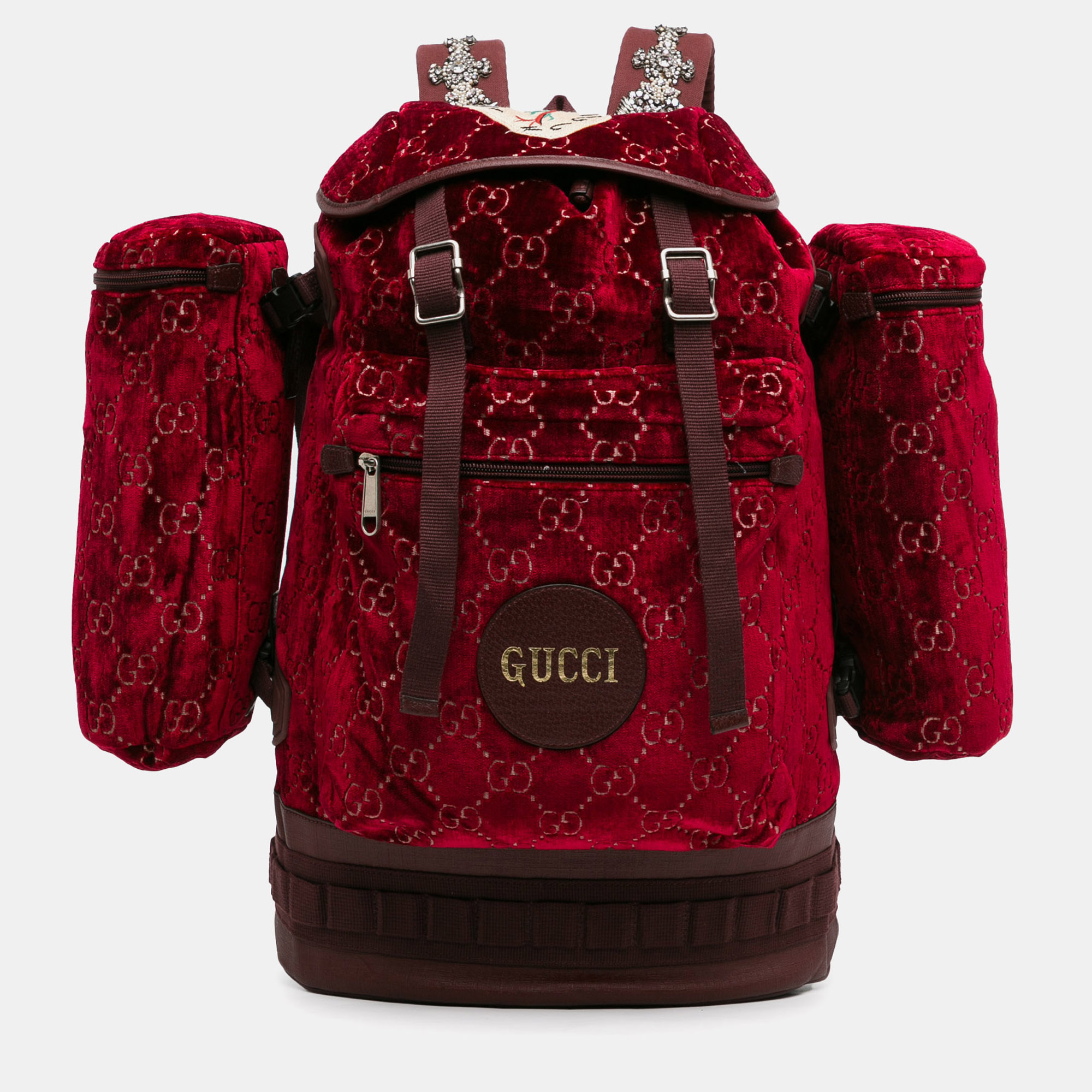 

Gucci Large GG Velvet Heart Alpina Backpack, Red