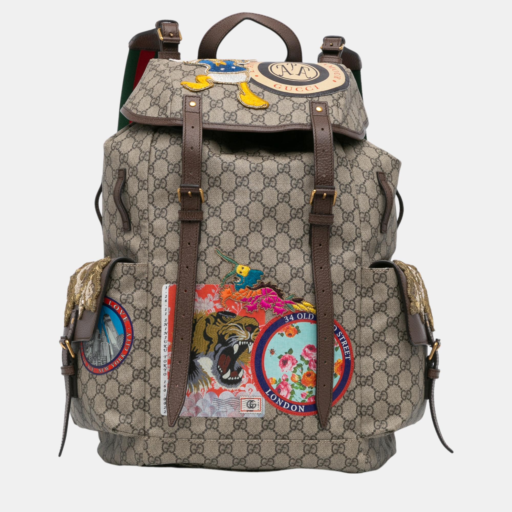 

Gucci Beige/Brown GG Supreme Donald Duck Soft Backpack