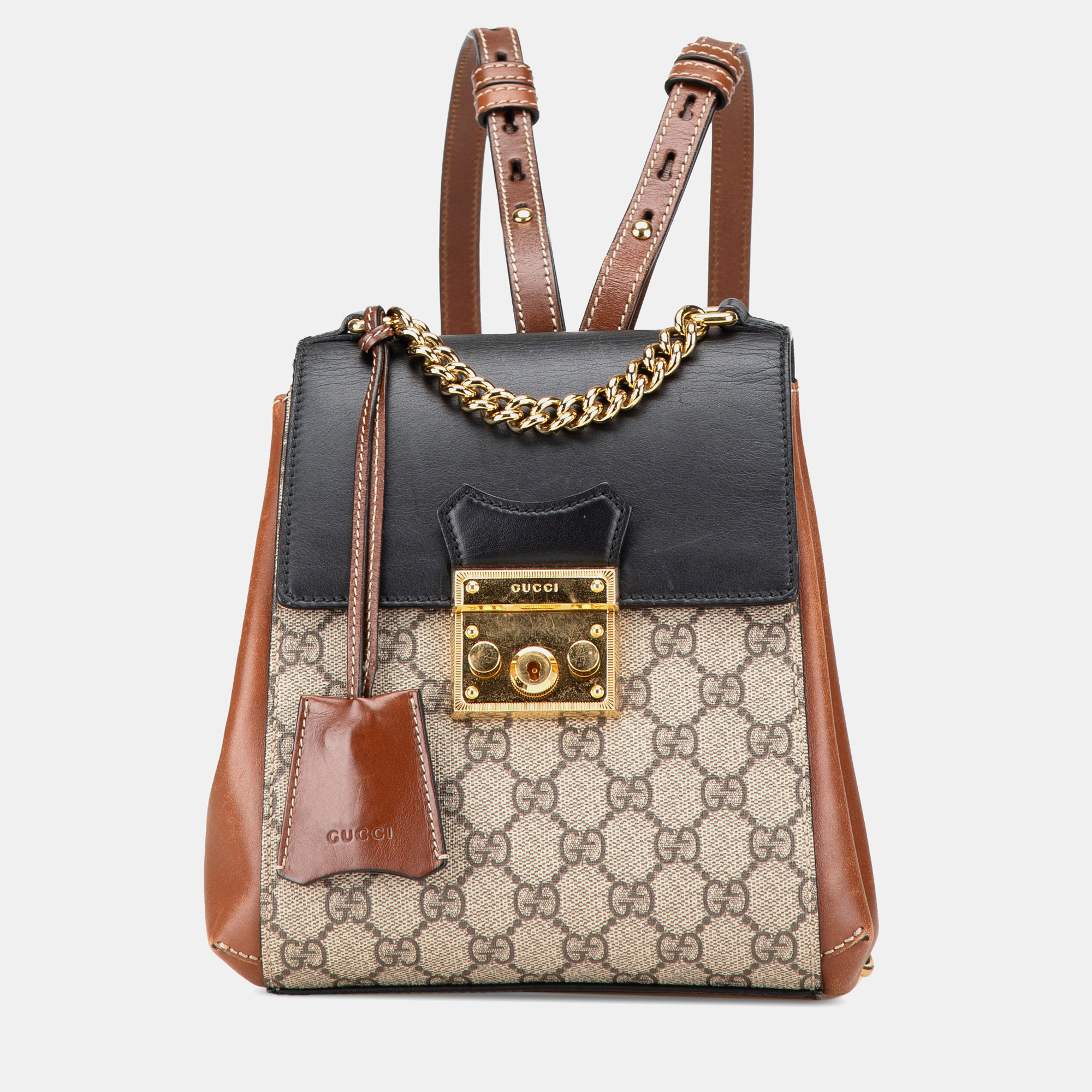 

Gucci Beige/Brown GG Supreme Padlock Backpack