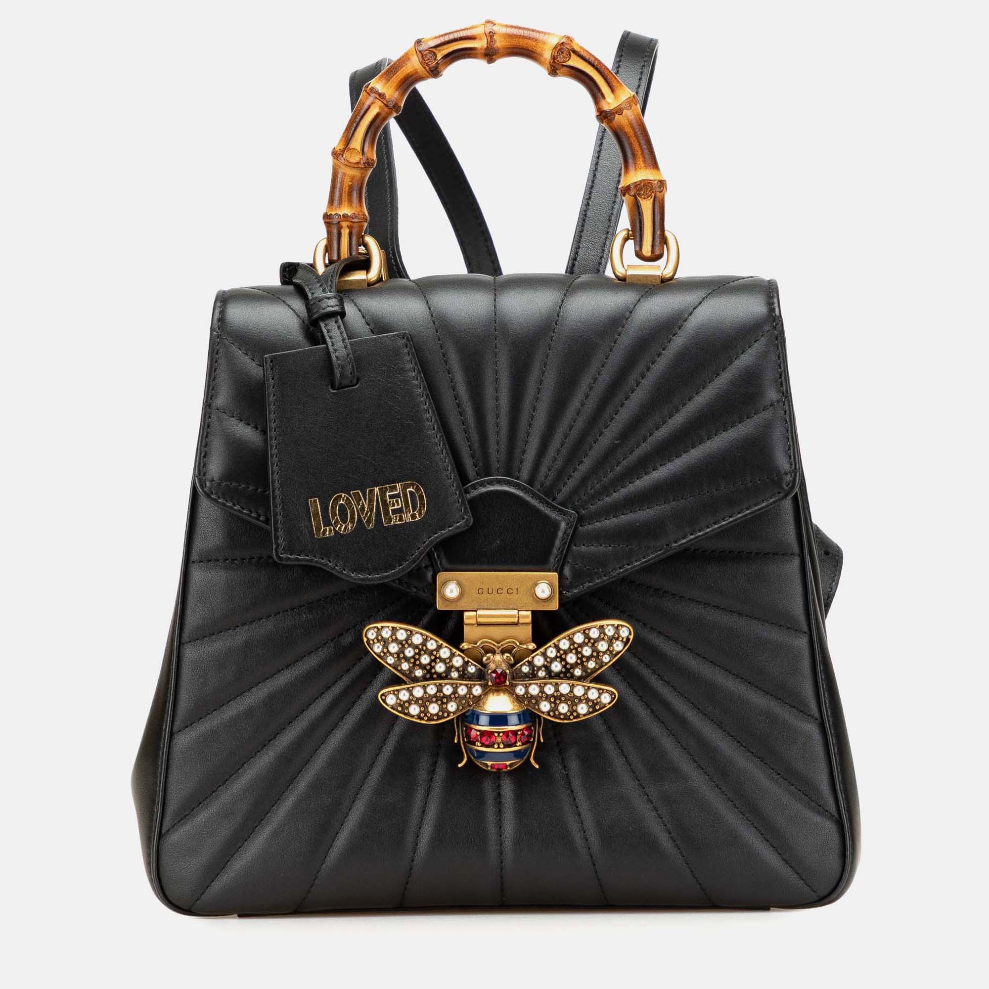 

Gucci Calfskin Bamboo Trapuntata Queen Margaret Backpack, Black