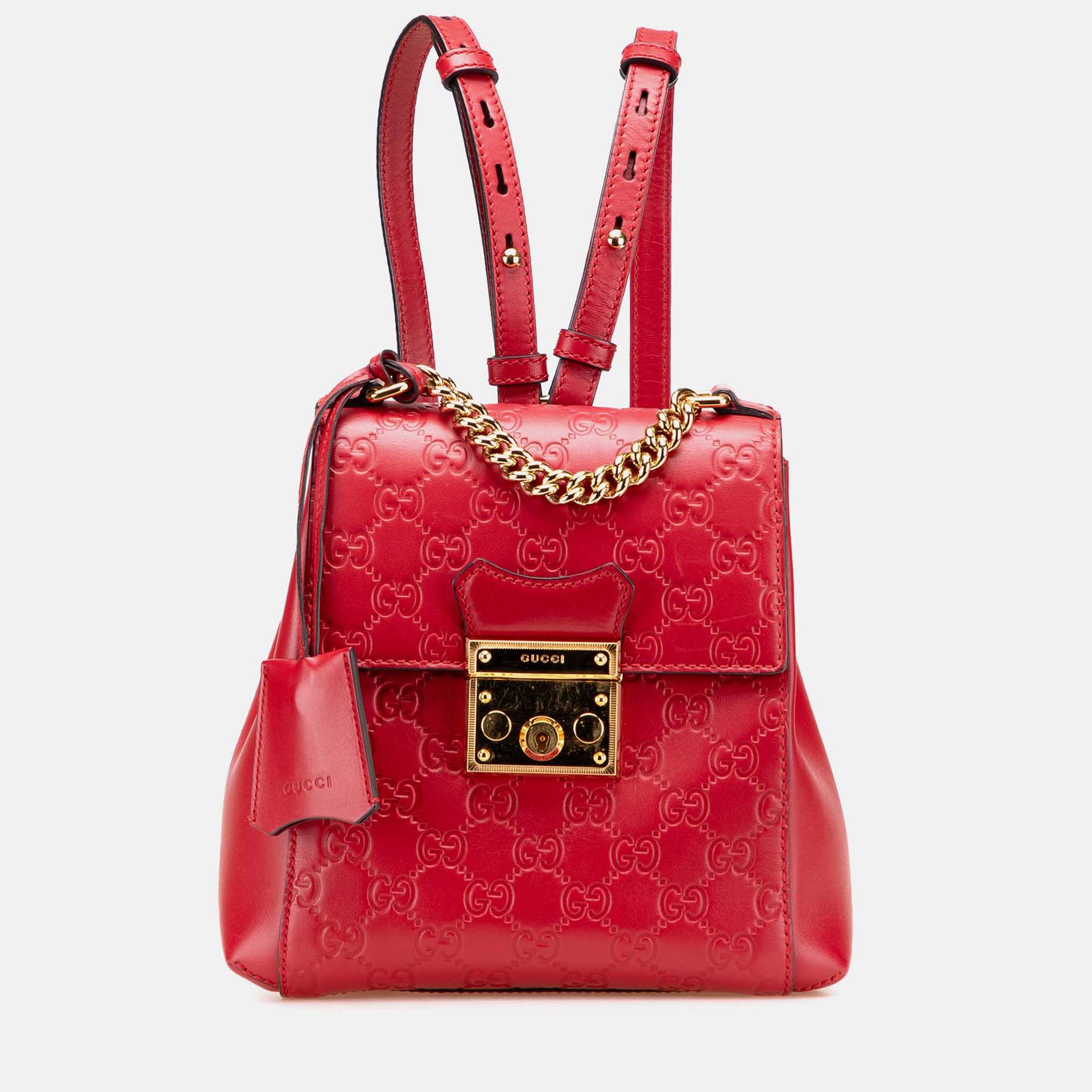 

Gucci Guccissima Padlock Red Calf Leather Backpack
