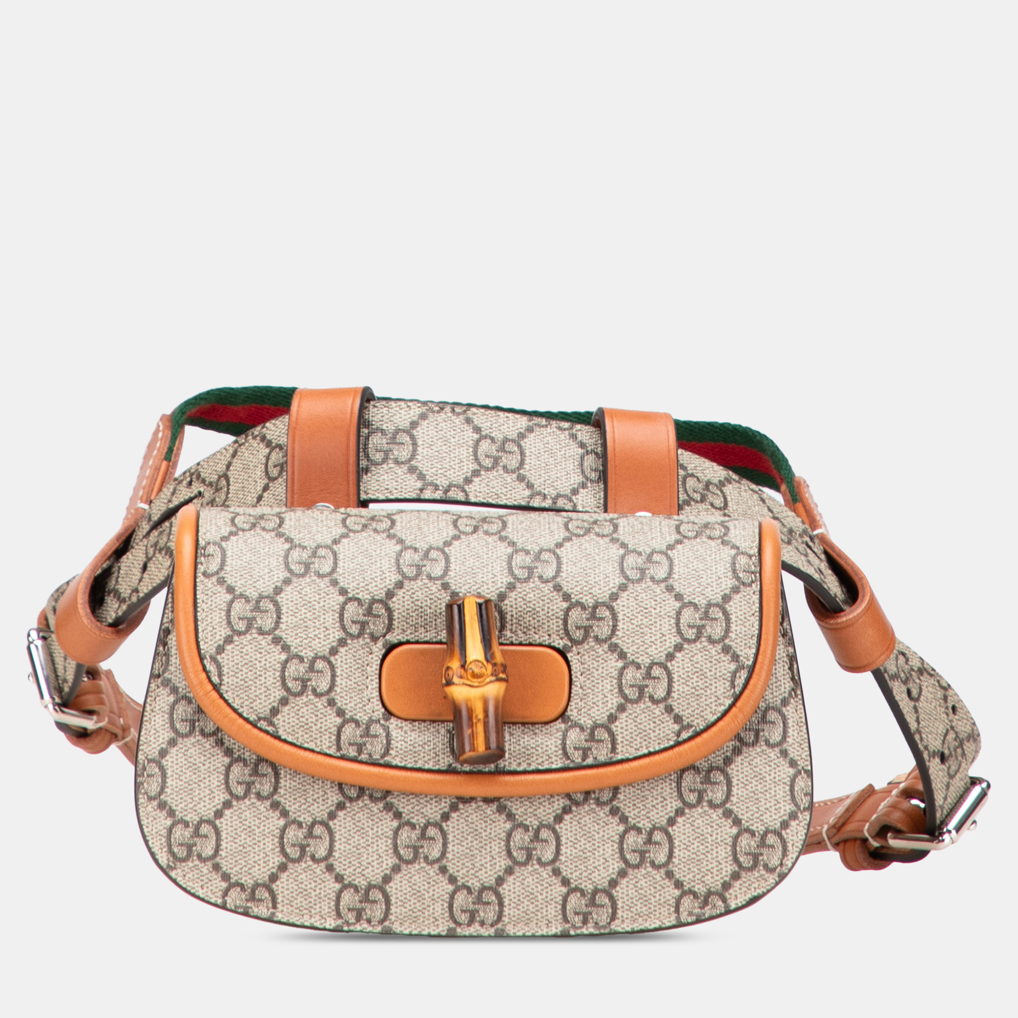 

Gucci Mini GG Supreme Web Bamboo 1947 Belt Bag, Beige