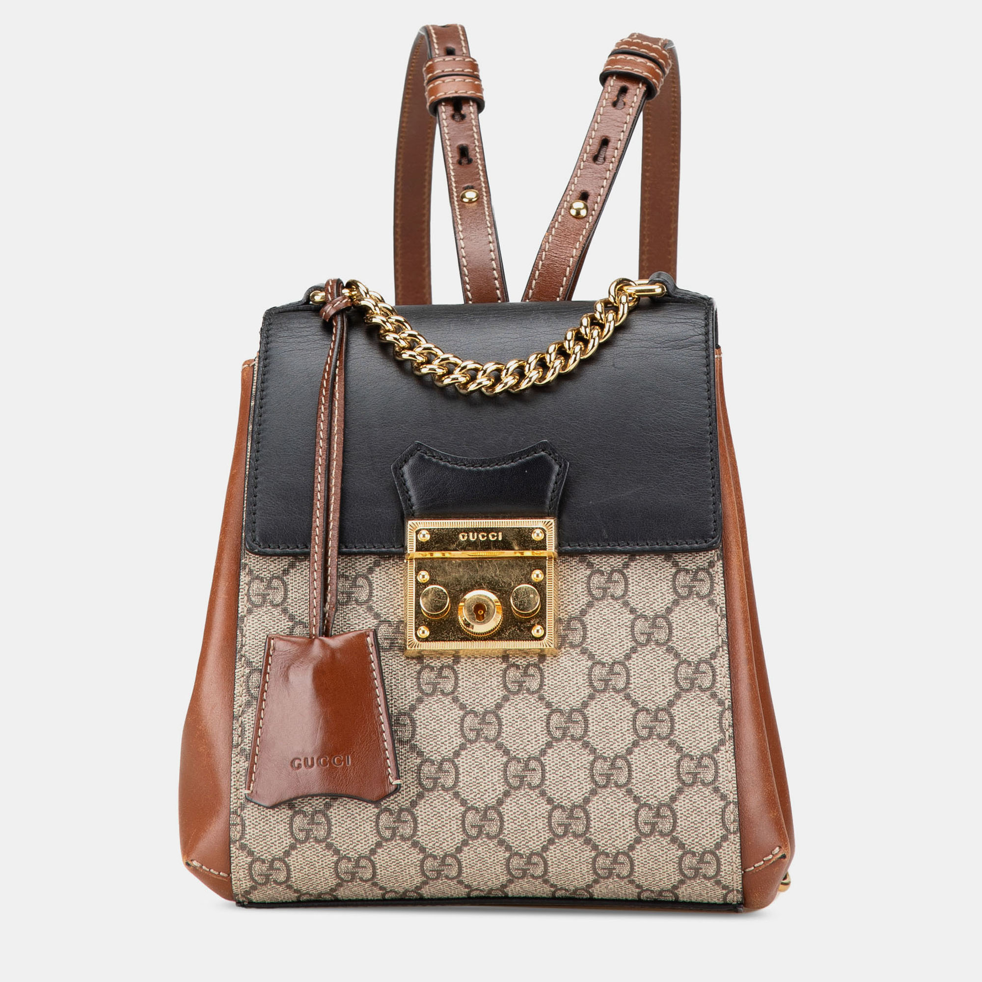 

Gucci Beige/Brown GG Supreme Padlock Backpack
