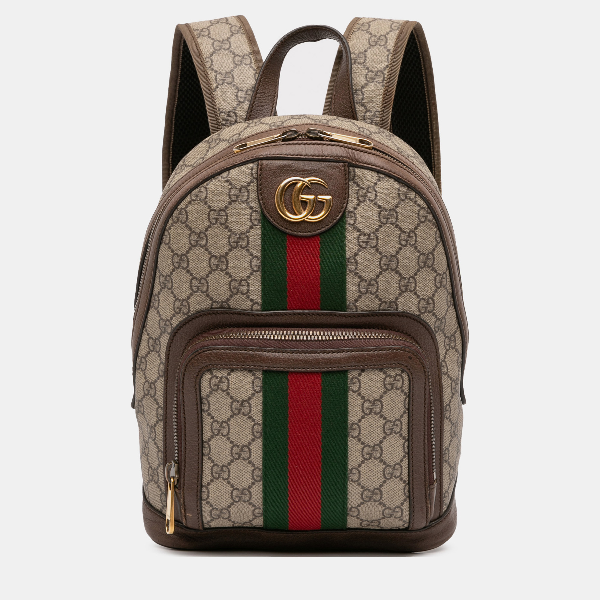 Pre-owned Gucci Small Gg Supreme Ophidia Web Backpack In Brown