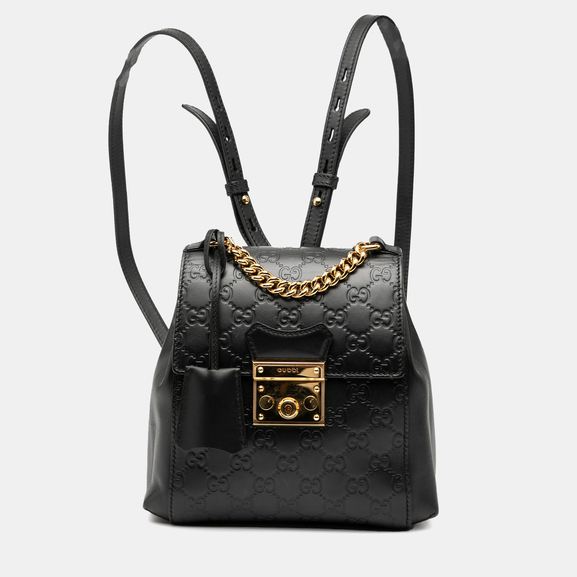 

Gucci Black Calf Leather Guccissima Padlock Backpack