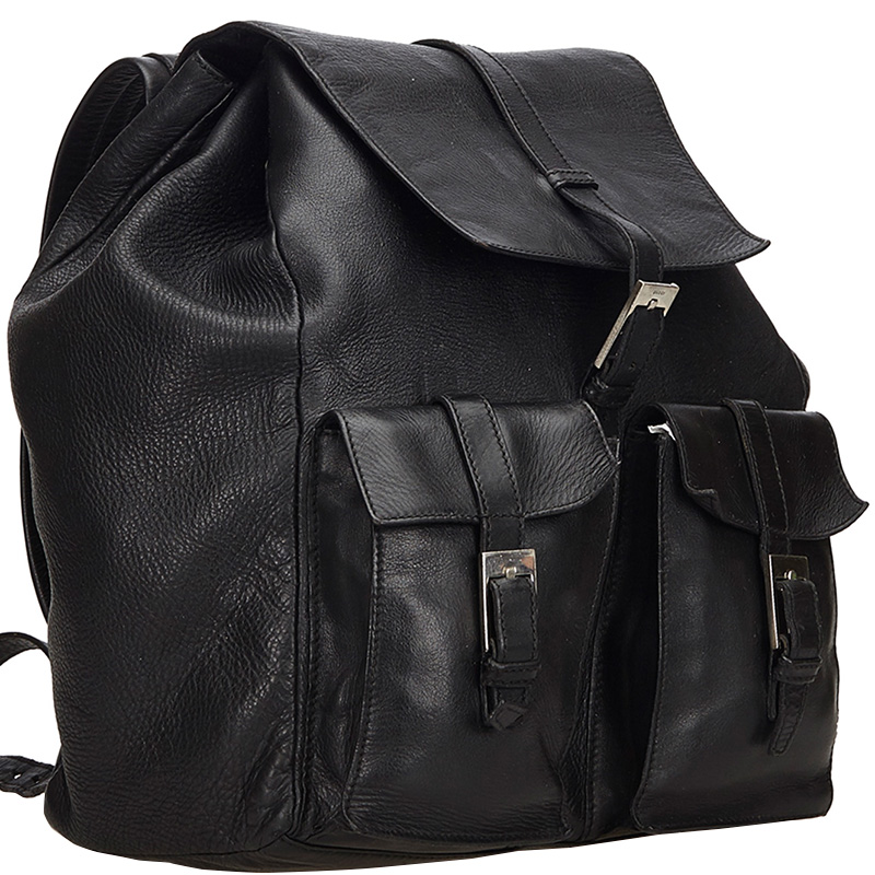 

Gucci Black Pebbled Leather Drawstring Backpack