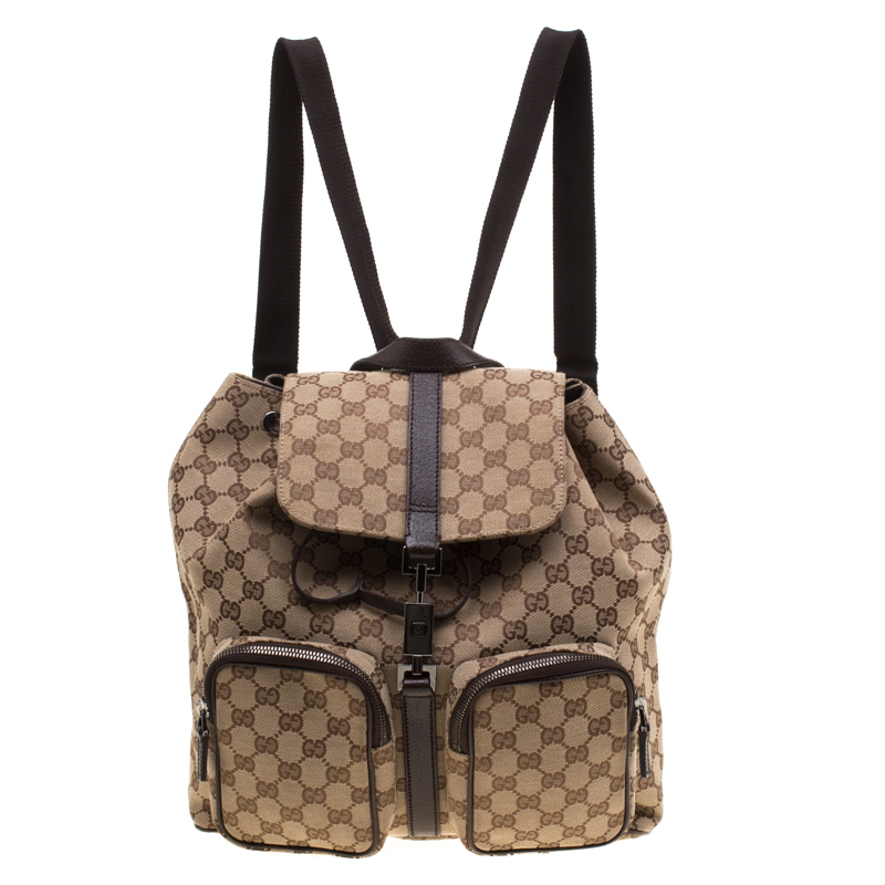 Gucci Beige GG Canvas Jackie Backpack