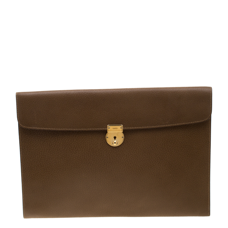 Gucci Brown Leather Vintage Document Case 