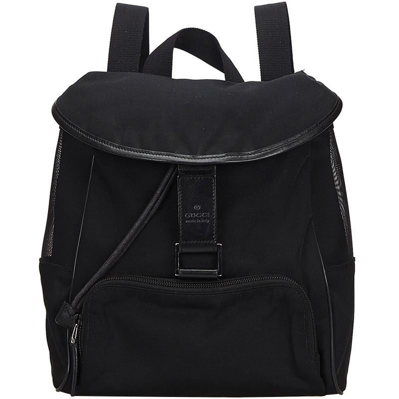 gucci black canvas backpack