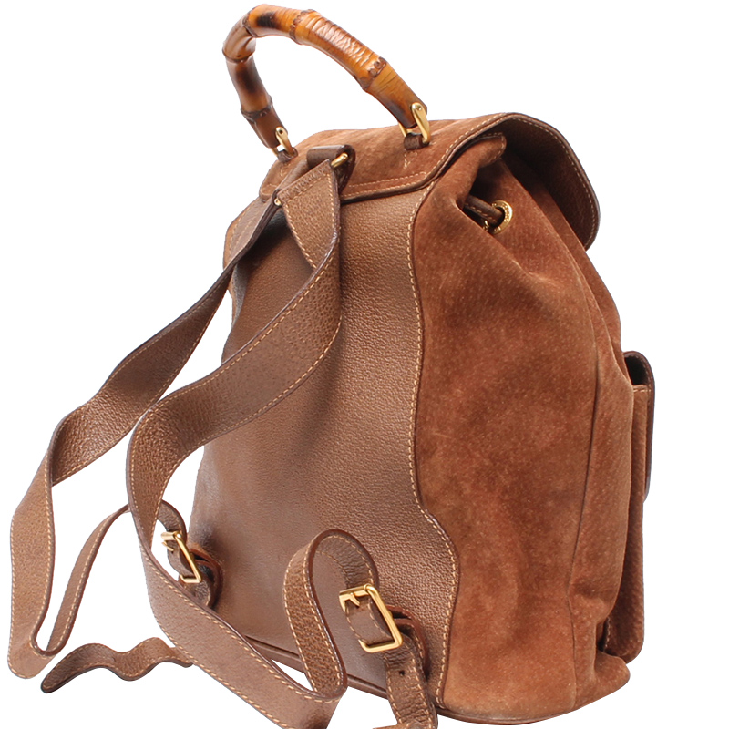 

Gucci Tan Leather Bamboo Backpack, Brown