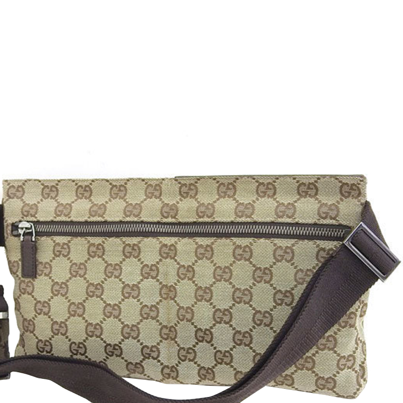 

Gucci Beige GG Canvas Leather Waist Belt Bag