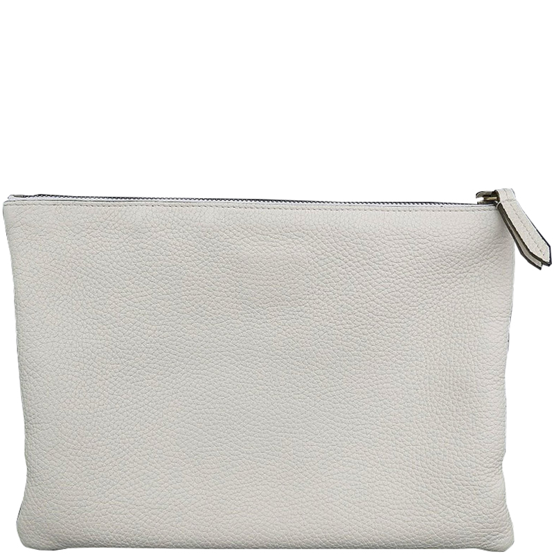 

Gucci White Leather Animalier Blind For Love Zip Pouch