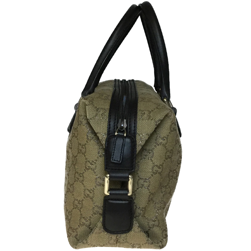 

Gucci Brown/Beige GG Canvas Leather Mini Boston Bag