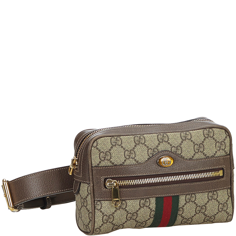 

Gucci Brown GG Canvas Supreme Web Ophidia Belt Bag