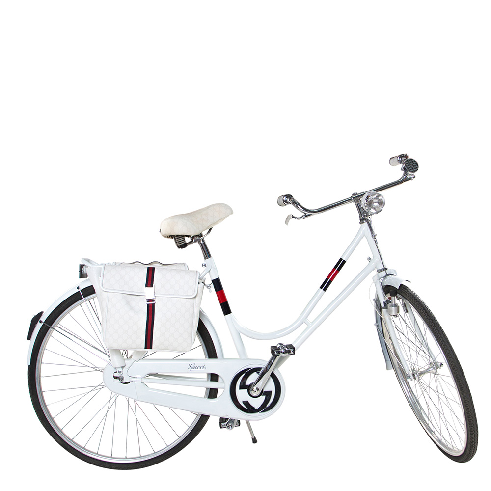 white bike saddle bag