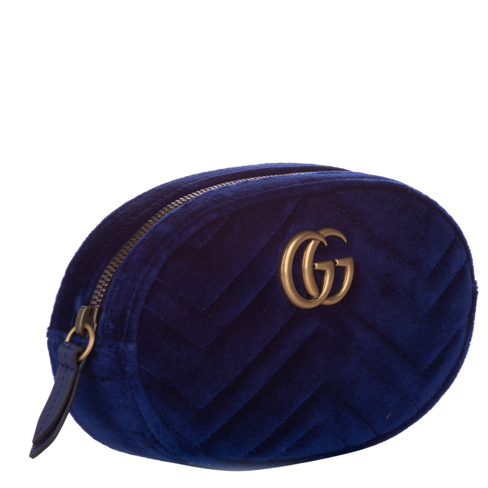 

Gucci Blue GG Marmont Matelasse Velvet Belt Bag