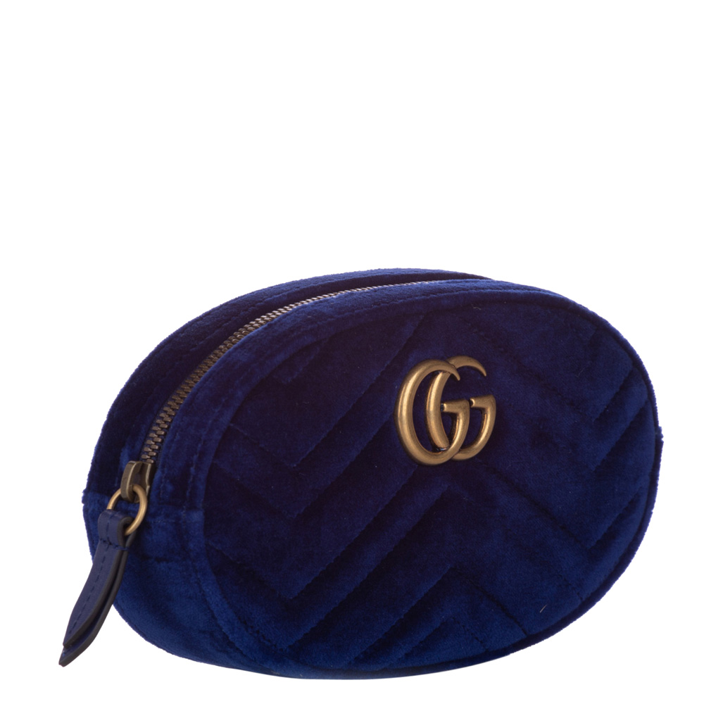 

Gucci Blue GG Marmont Matelasse Velvet Belt Bag