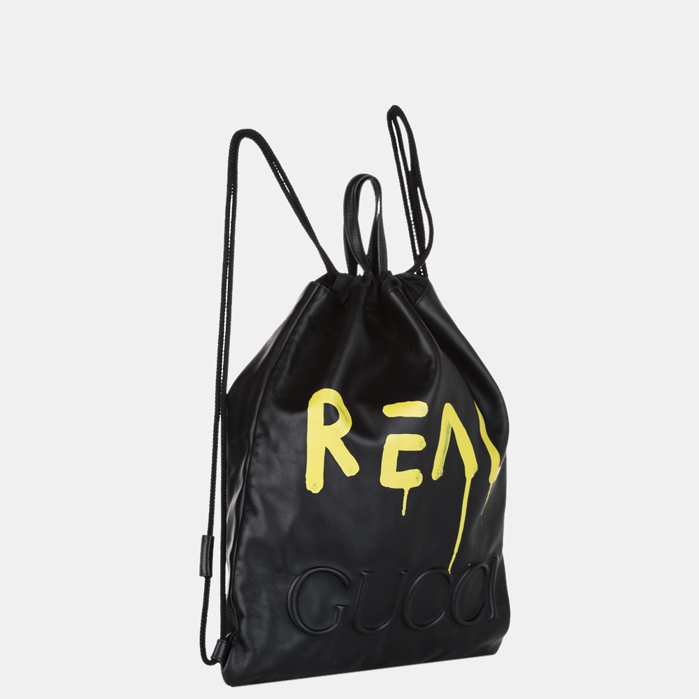

Gucci Black Ghost Drawstring Leather Backpack