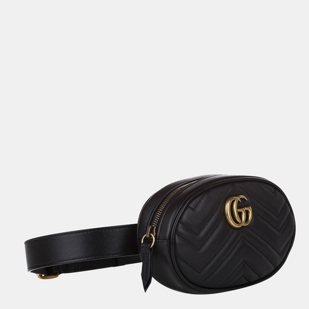 

Gucci Black GG Marmont Matelasse Leather Belt Bag