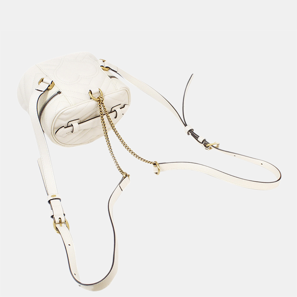 

Gucci White GG Marmont Leather Round Backpack