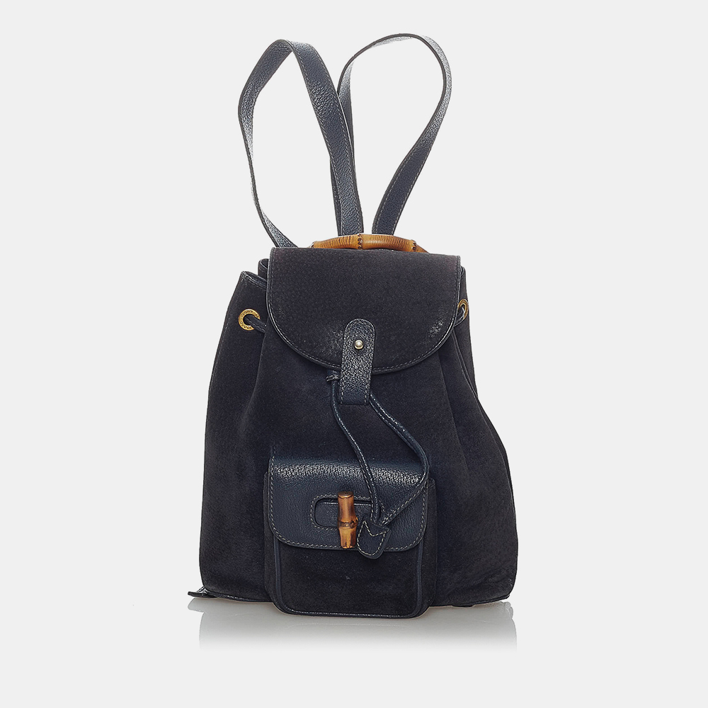 Black Bamboo Suede Backpack