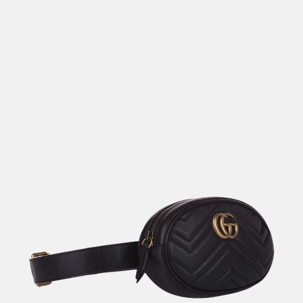 

Gucci Black GG Marmont Matelasse Leather Belt Bag
