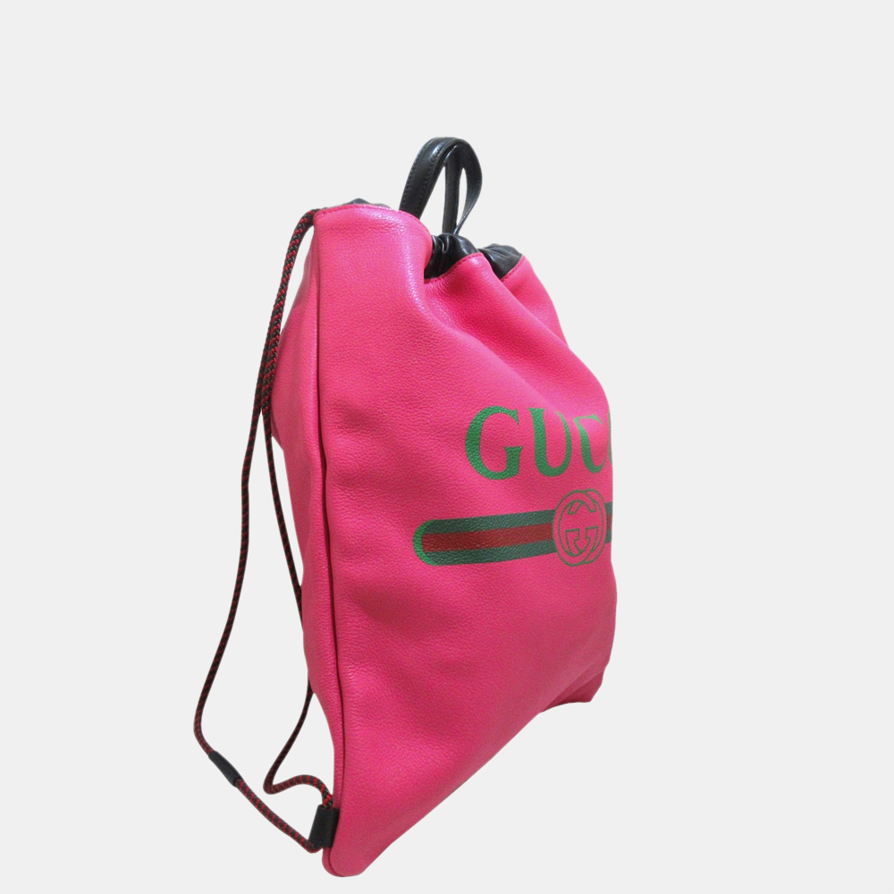 

Gucci Multicolor/Pink Logo Drawstring Leather Backpack