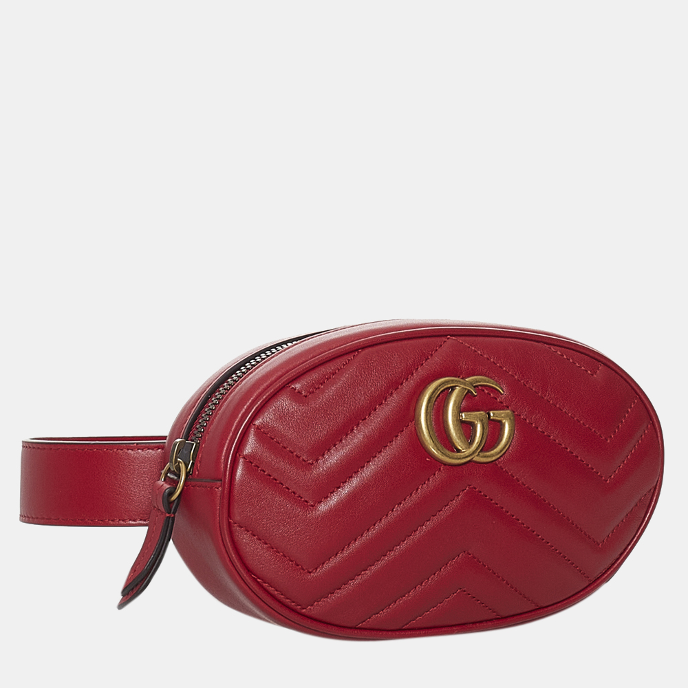 

Gucci Red GG Marmont Matelasse Leather Belt Bag