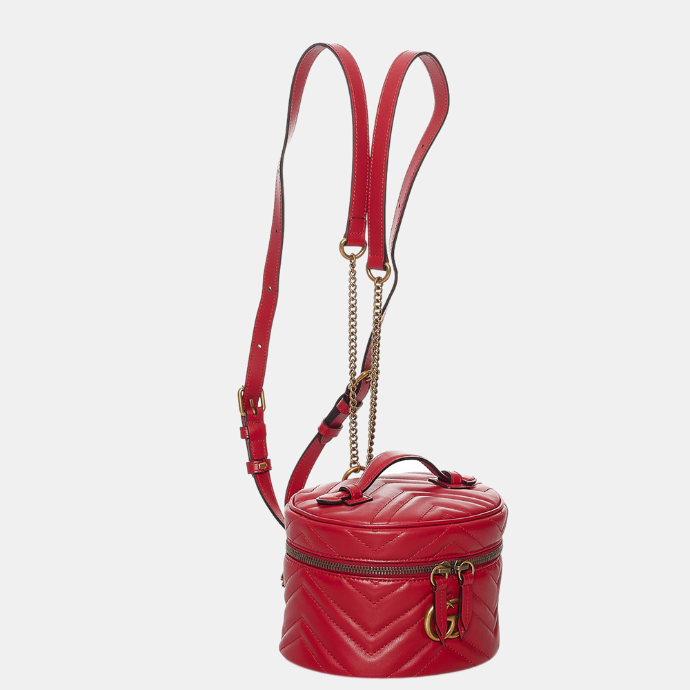

Gucci Red GG Marmont Leather Round Backpack