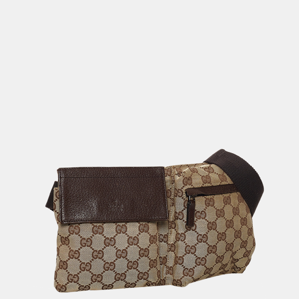 

Gucci Brown Beige GG Canvas Belt Bag