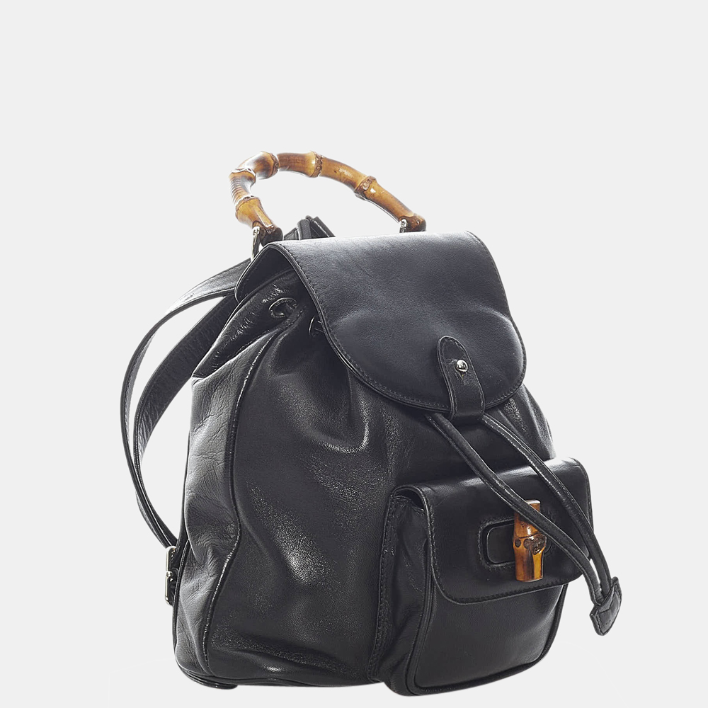 

Gucci Black Bamboo Drawstring Leather Backpack