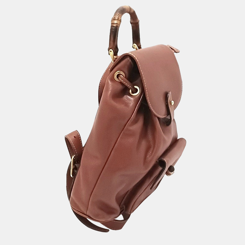 

Gucci Brown Bamboo Drawstring Leather Backpack
