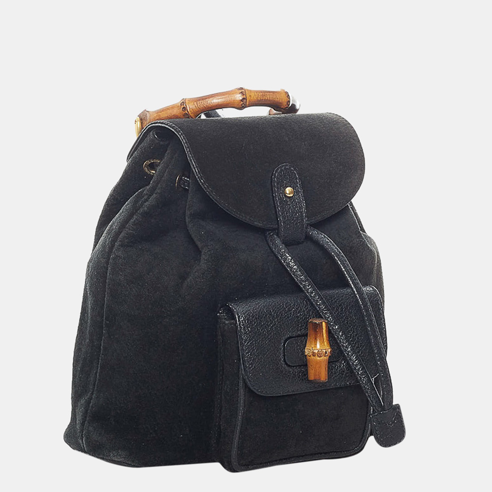 

Gucci Black Bamboo Suede Backpack