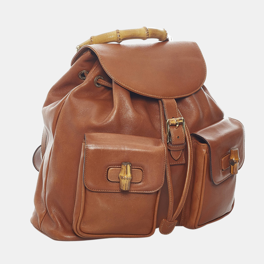 

Gucci Brown Bamboo Drawstring Leather Backpack