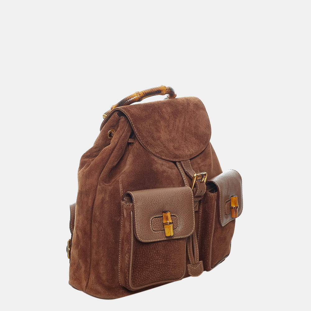 

Gucci Brown Bamboo Suede Drawstring Backpack