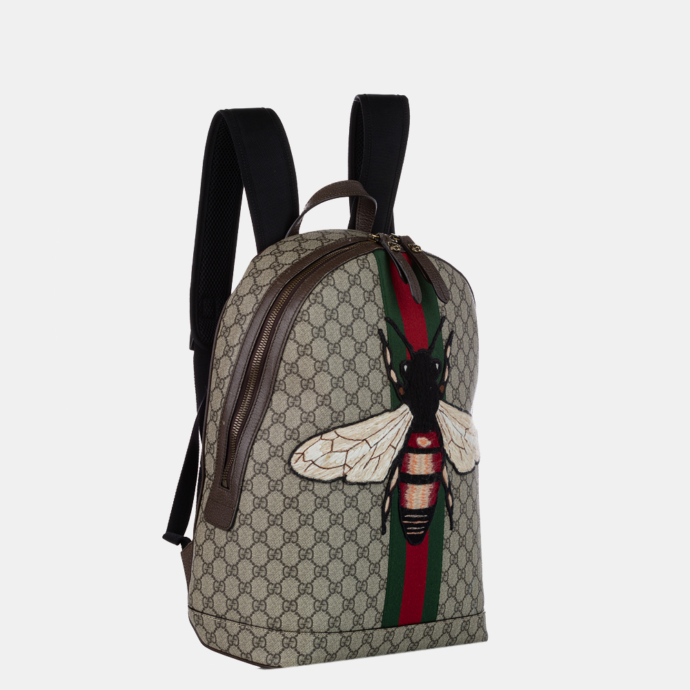 

Gucci Brown/Beige/Multi Color GG Supreme Animalier Web Backpack