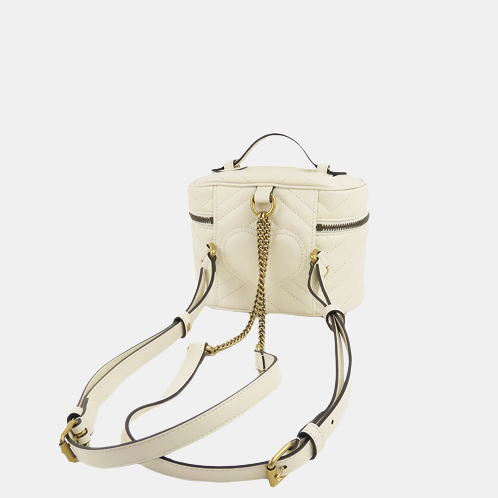 

Gucci White GG Marmont Leather Round Backpack