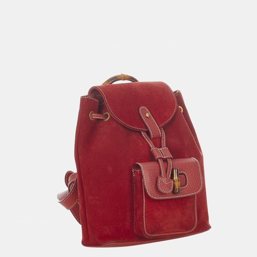 

Gucci Red Bamboo Suede Backpack