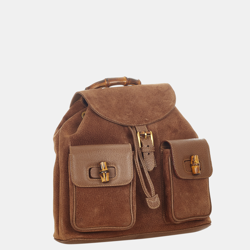 

Gucci Brown Bamboo Suede Backpack