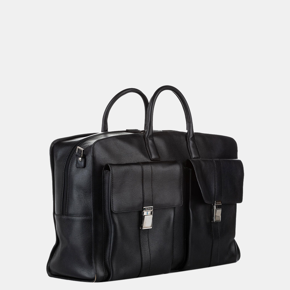 

Gucci Black Leather Travel Bag