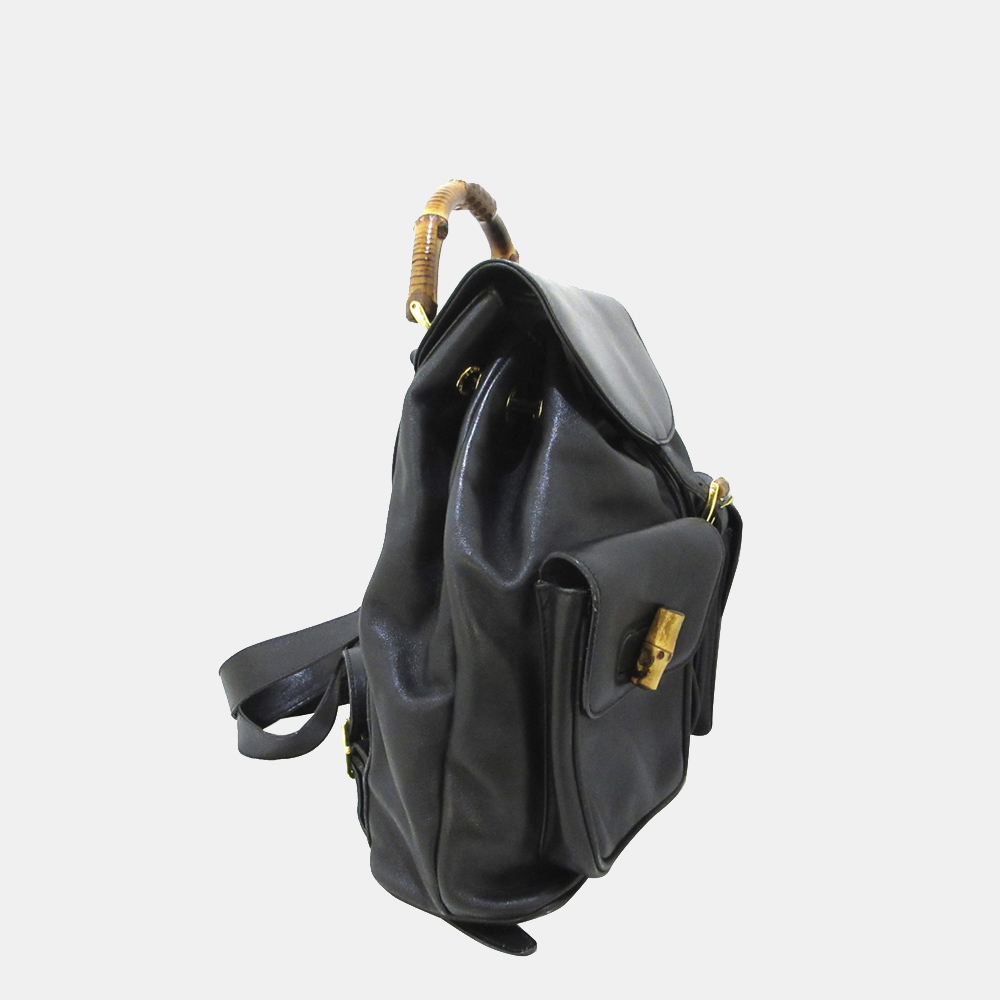 

Gucci Black Bamboo Drawstring Leather Backpack