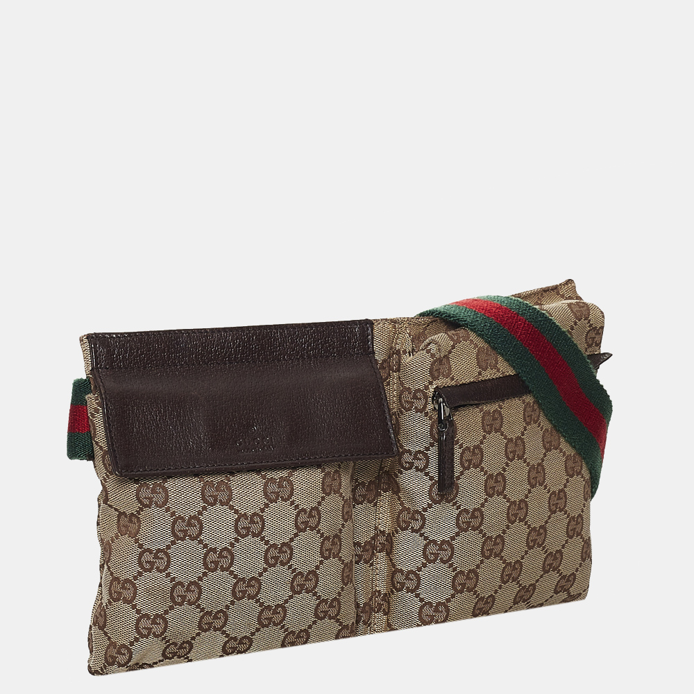 

Gucci Beige/Brown GG Canvas Web Belt Bag