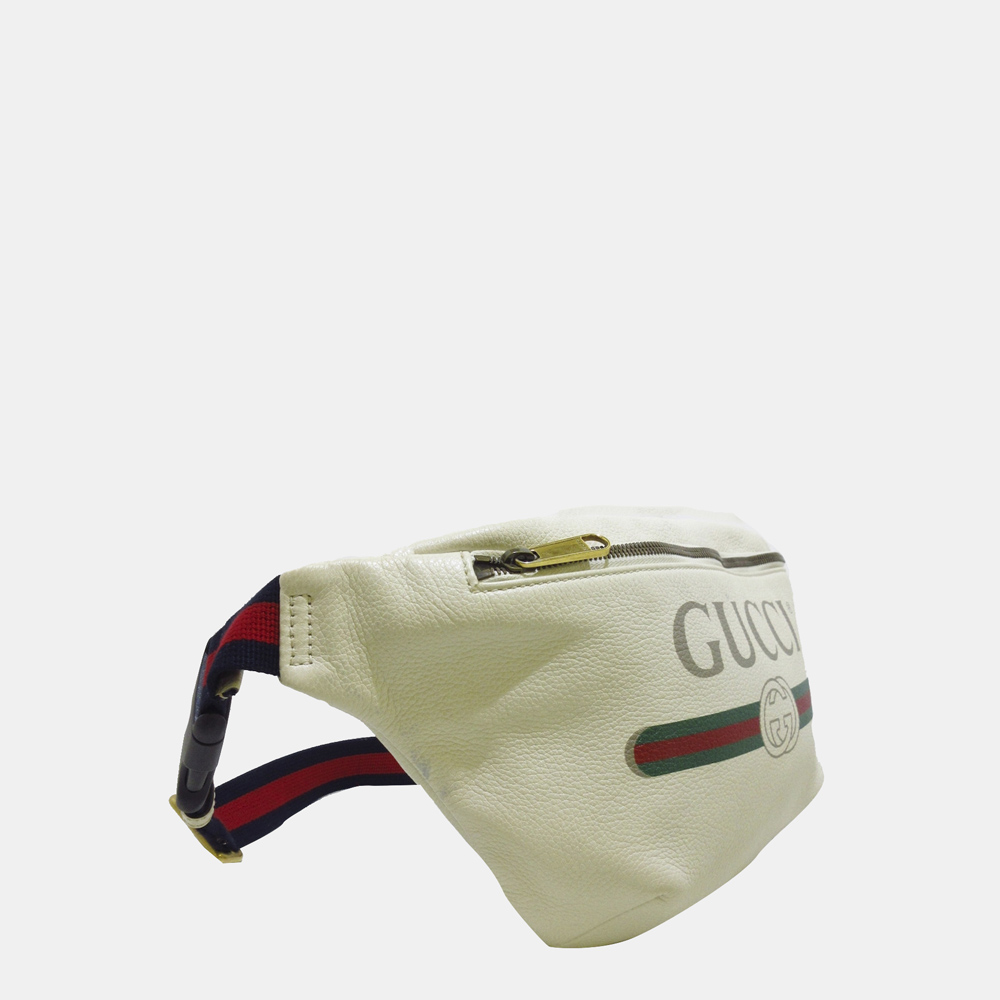 

Gucci White/Multi Color Logo Leather Belt Bag, Multicolor