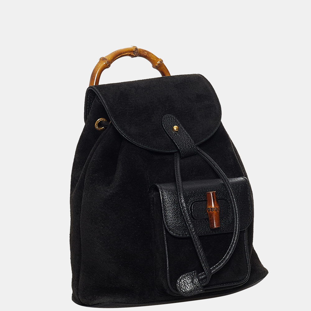 

Gucci Black Bamboo Suede Backpack