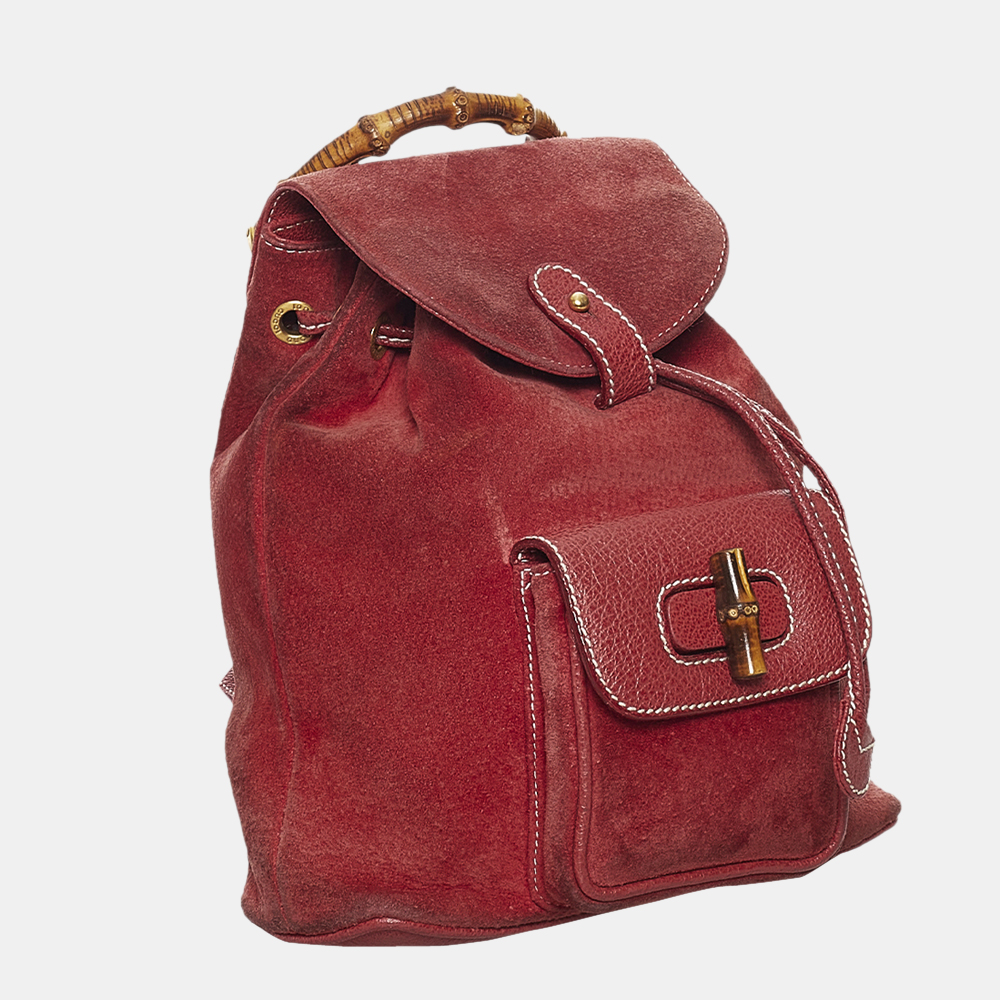 

Gucci Red Bamboo Suede Backpack