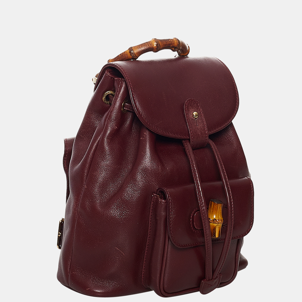 

Gucci Purple Bamboo Drawstring Leather Backpack