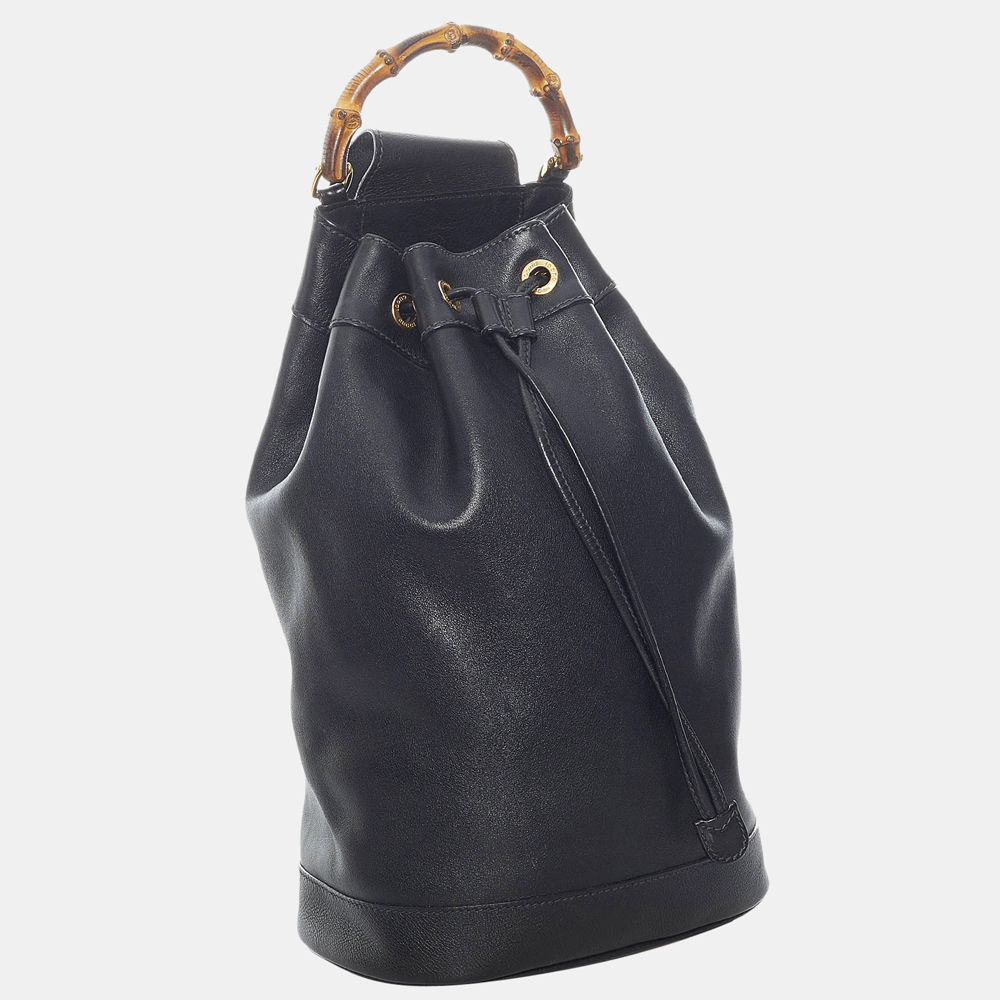 

Gucci Black Bamboo Leather Backpack