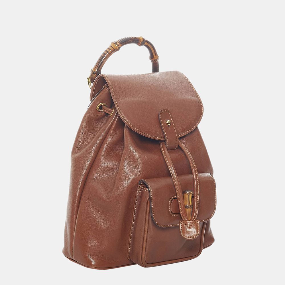 

Gucci Brown Bamboo Drawstring Leather Backpack