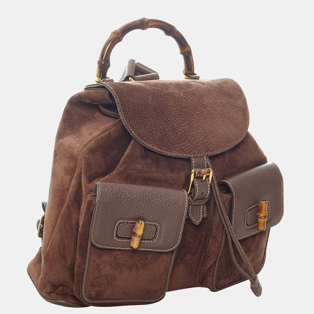 

Gucci Brown Bamboo Suede Drawstring Backpack